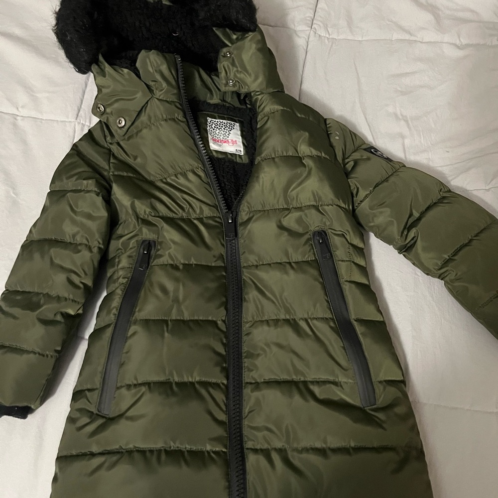 Kensie Girl Olive Puffer Jacket with Black Lining